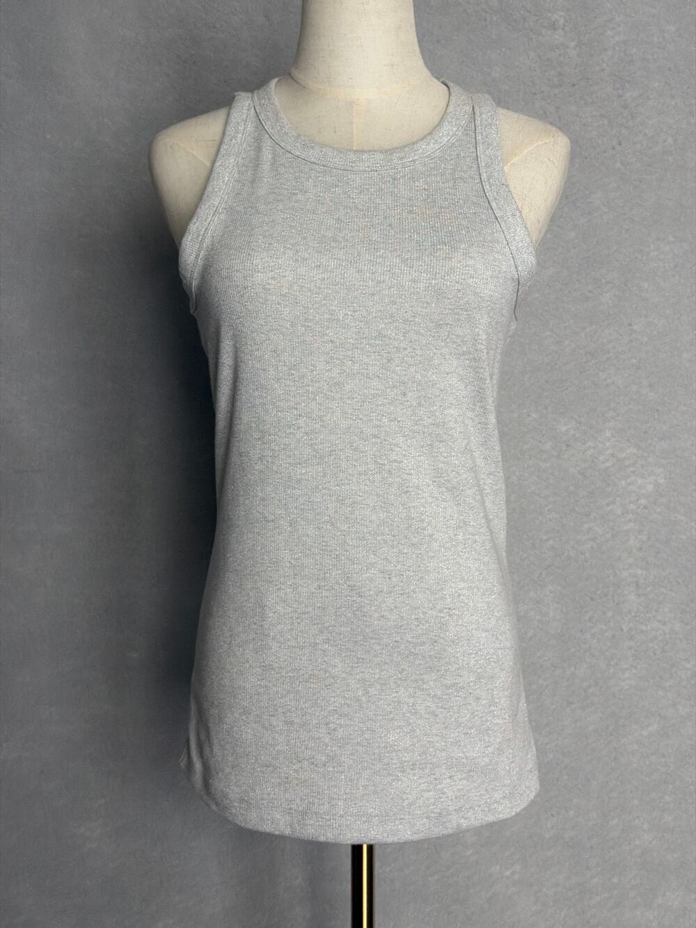 Boss Orange Elieve Tank Top Sleeveless Ribbed Silver Metallic Women's Large NEW